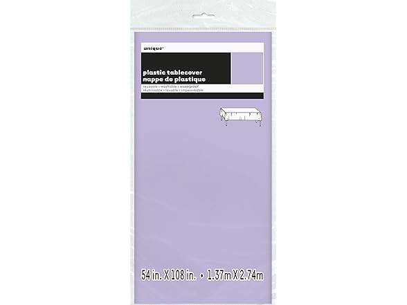 Lavender Solid Rectangular Plastic Table Cover