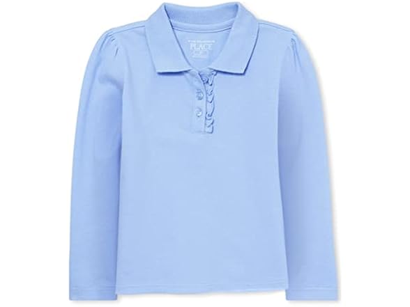 The Children's Place Baby Girls / Toddler Girls Long Sleeve Ruffle Pique Polo, Daybreak, 5T