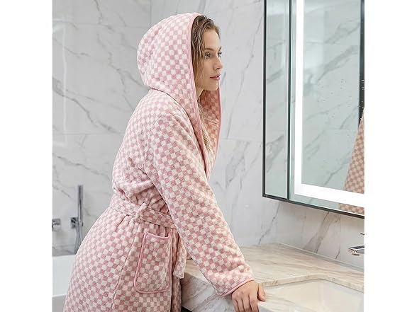 PJGGZ Checkered Hooded Bathrobe