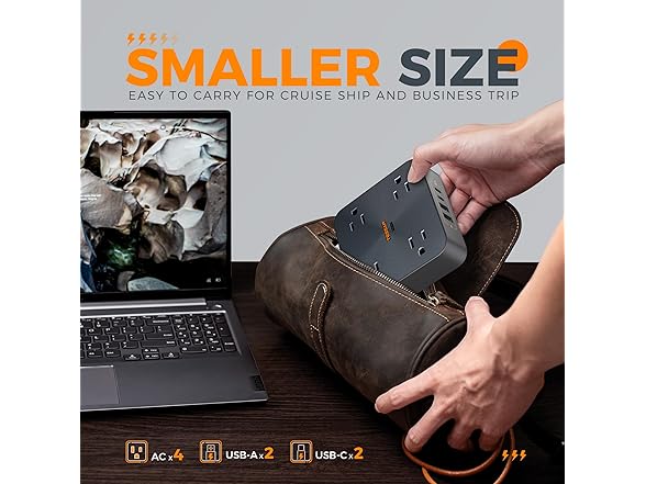 TESSAN 6ft Power Strip (4 Outlets, 4 USB)