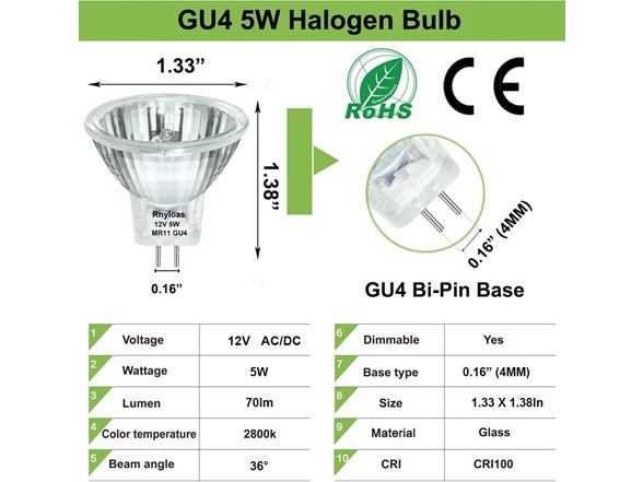 Vinaco GU4 Bulb 20W 12V, 6 Pack
