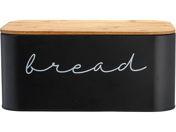 Bloomingville Metal "bread" Bin with Bamboo Lid, Black
