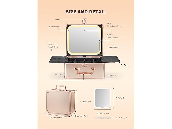 Qislee Makeup Box with Lighted Mirror