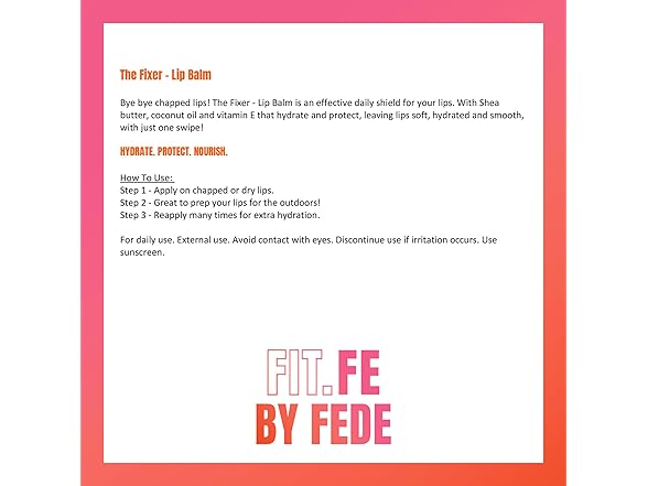 FIT.FE BY FEDE The Fixer - Hydrating Lip Balm for Women