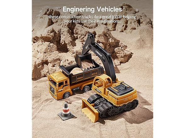 Geyiie 7 Pack Construction Trucks Set