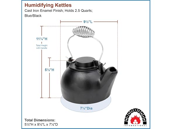 Blue-Black Enameled Humidifying Kettle