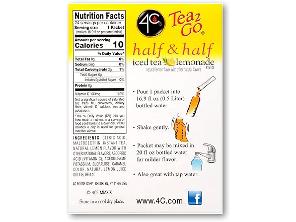 24CT 4C Half & Half Iced Tea Lemonade Mix- Sugar Free