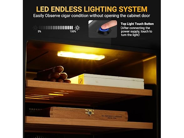 70L Electric Cigar Humidor Cabinet Cedar Shelves