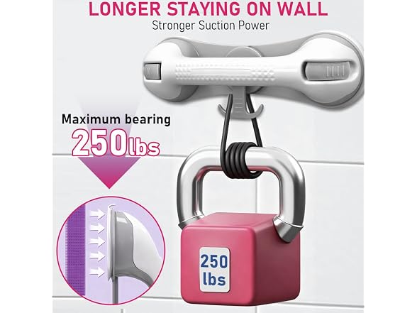 NUONU Grab Bars for Shower,Shower Handle with 3 He