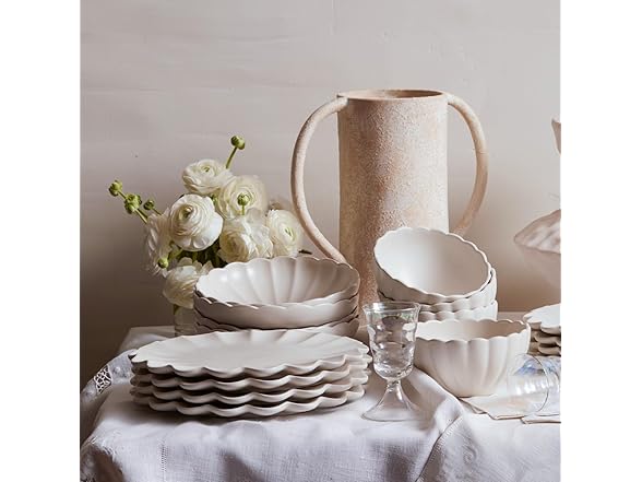 LEMIEUX ET CIE Dhalia 4-Piece Dinner Plate Set White