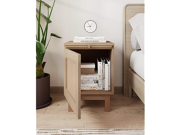 Rattan Nightstand w/Charging Station