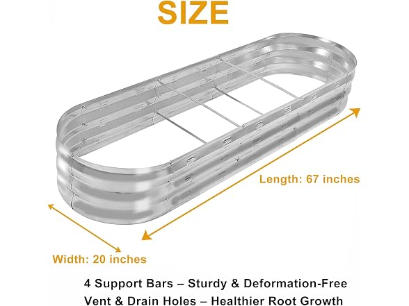 GADI 67-Inch Galvanized Raised Garden Bed