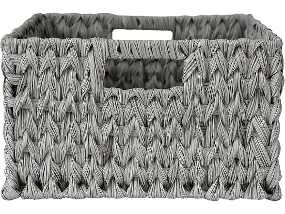 Suptinwear Large Wicker Storage Basket for Organizing Grey