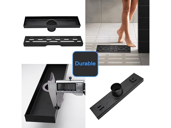 Fibetter 24 In Black Linear Shower Drain