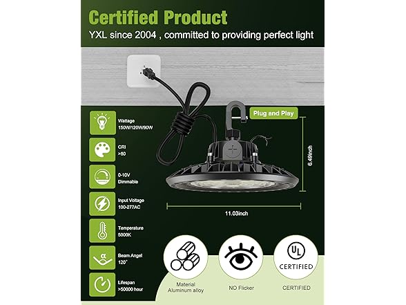 150W UFO LED High Bay Light 5000K