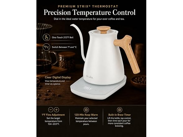 Harriet White Gooseneck Electric Kettle