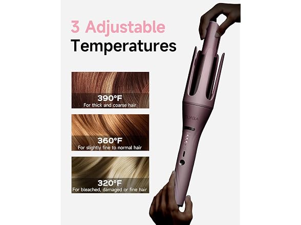 TSUYAGLA Pink 1"-1.25"-1.5" Barrels Automatic Curling Iron