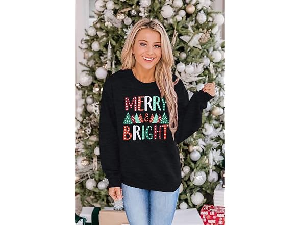 Fayaleq Women (XL) Christmas Sweatshirt Merry Tops