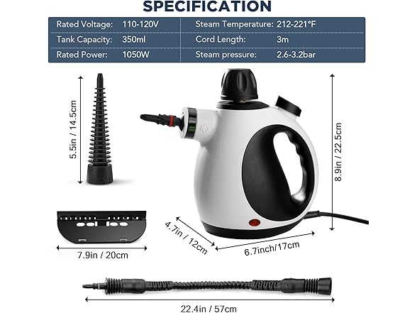 Handheld Steam Cleaner w/ 10 Accessories