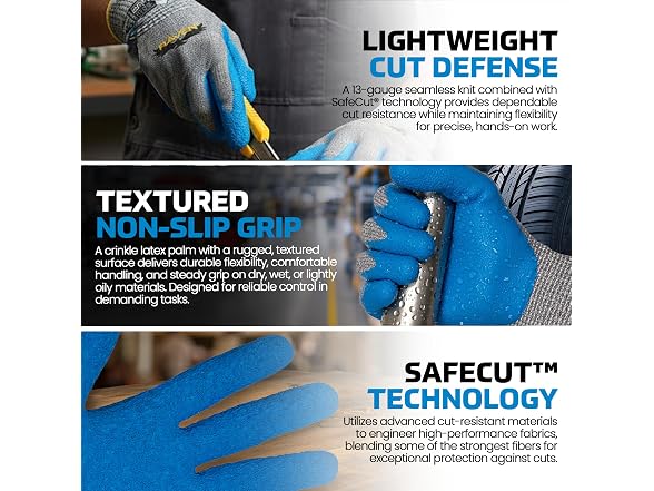 Raven® A6 Cut Resistant Gloves with SafeCut Large, 12-PK