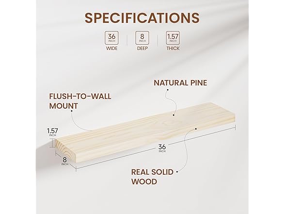 Natural Floating Shelves 36"