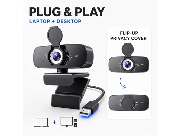 AEICIK 1080P Webcam Privacy Cover USB-C