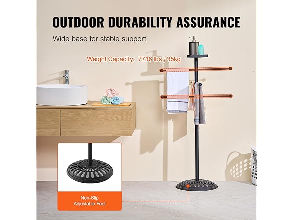 Towel Rack, 3 Bars Outdoor Towel Holder
