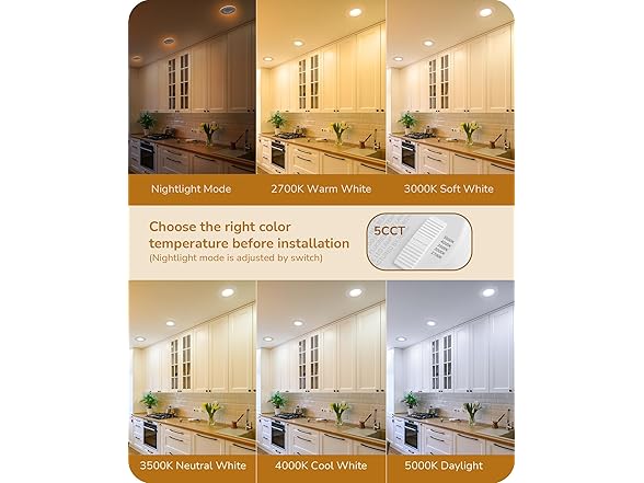(12 Pack) EDISHINE Recessed Lighting with Night Light