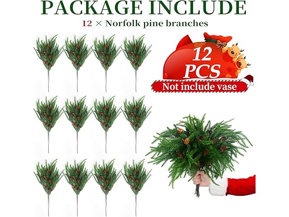TISEMENT 12 Pcs Real Touch Norfolk Pine Branches