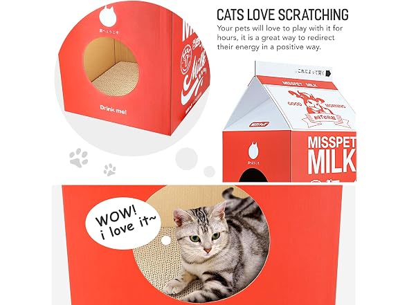 FluffyDream Cat Scratcher Cardboard, Scratching Pad House