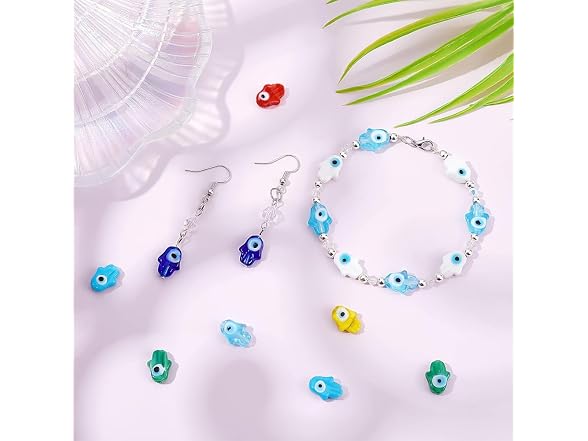 NBEADS About 113 Pcs Flower Shaped Evil Eye Beads
