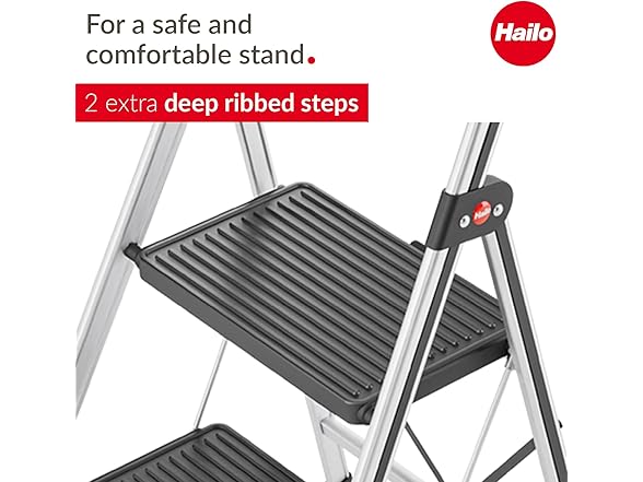Hailo K71 2 Step ANSI Aluminum Silver/Black Stool
