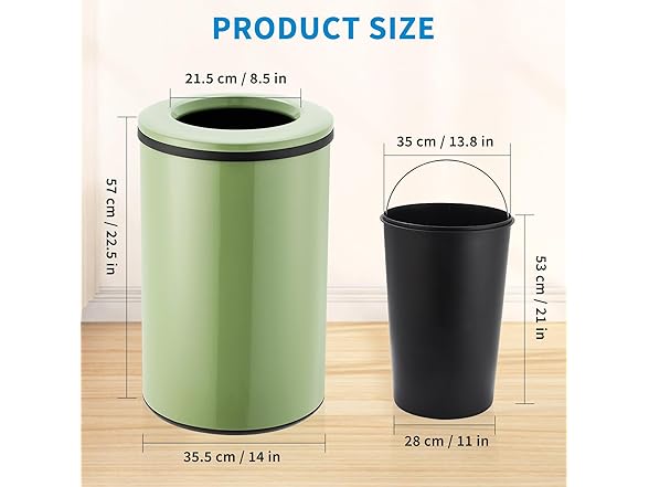 OUTLANE 10.6 Gal/40L Round Kitchen Trash Can