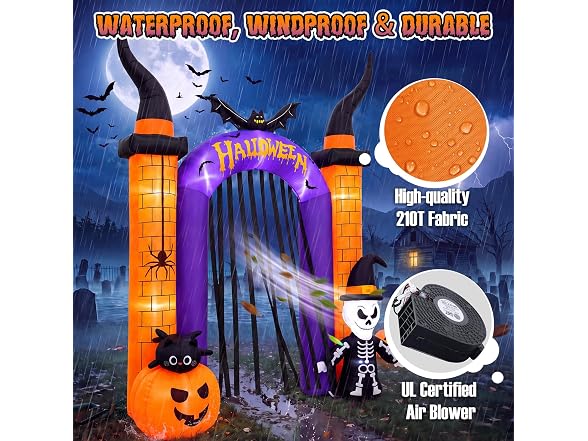 12.5FT Halloween Inflatable Arch Skull - Gallery 5