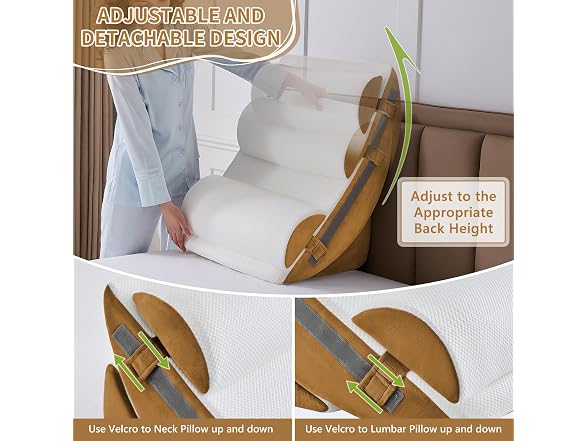 paxato 9PCS Wedge Pillow Set Brown