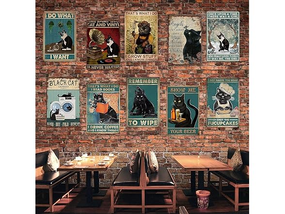Jicht Funny Black Cat Metal Tin Sign