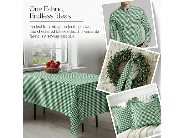 1/8 Inch Kelly Green Gingham Fabric by The Yard