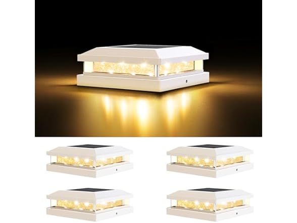 Brightever White Solar Post Cap Light, 4 Pack