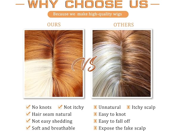 Orange Wig with Bangs Long Wavy Wigs for Women