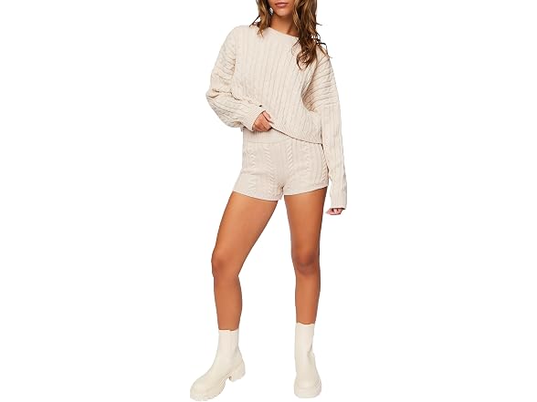 Forever 21  (S) Cable Knit Mid-Rise Oyster Shorts