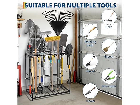 Garden Tool Organizer 2 Tier Yard Storage Rack 