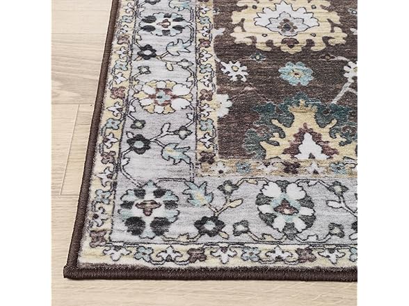 Superior 2'7"x6' Floral Geometric Border Indoor Area Rug