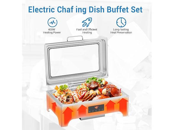 Electric Chafing Dishes, 9QT Smart-Touch Buffet Warmers Sets