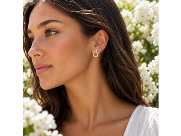 Silver Twisted CZ Drop Earrings