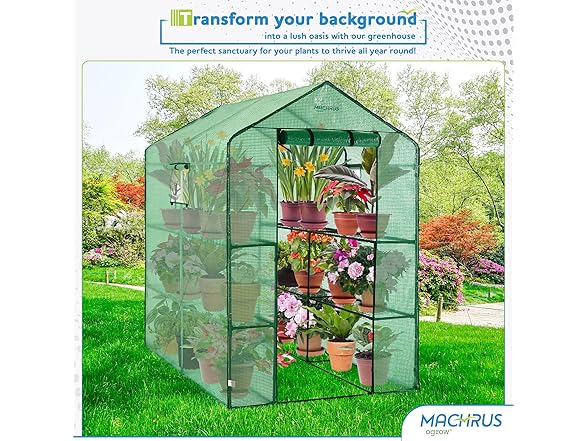 Ogrow Deluxe Walk-In Greenhouse 2 Tiers, 8 Shelves
