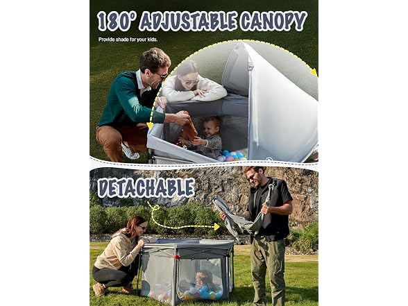 EVER ADVANCED Foldable Baby Playpen with 3cm Mat