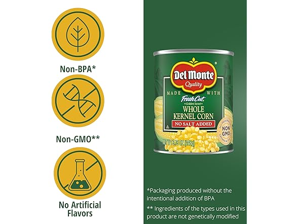 12PK Del Monte Whole Kernel Gold Corn No Salt Added