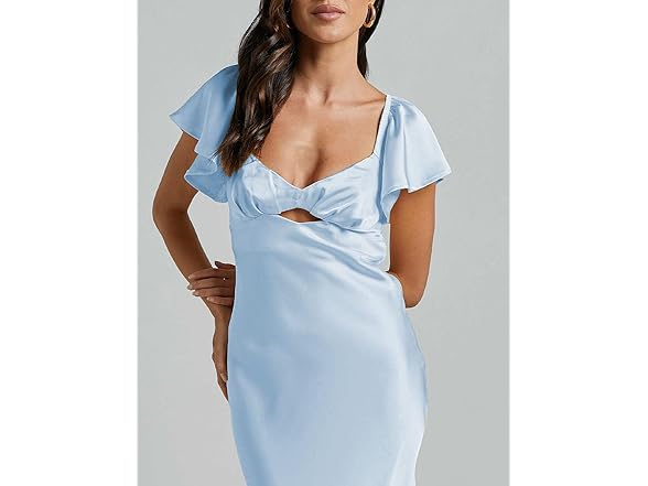 Summer Satin Flutter Sleeve Women's Dress (M)