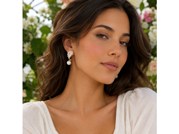 18K Gold Plated Stainless Steel Drop Earrings by Saffron
