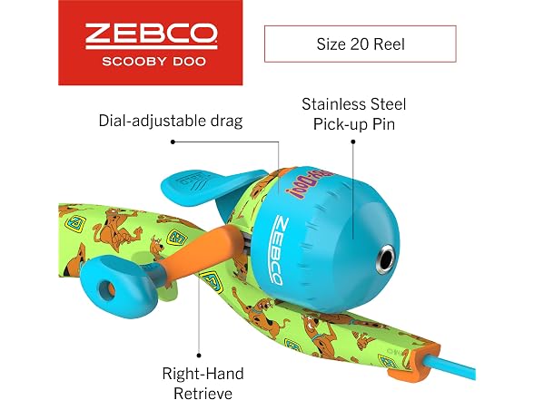 Zebco Youth Scooby Doo Floating Spincast Reel and Fishing Rod Combo